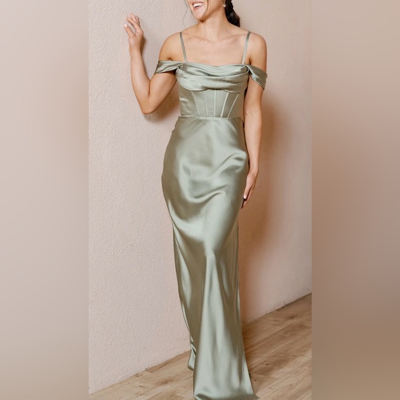 REVELRY: London Convertible Satin Dress - Picture 1 of 1